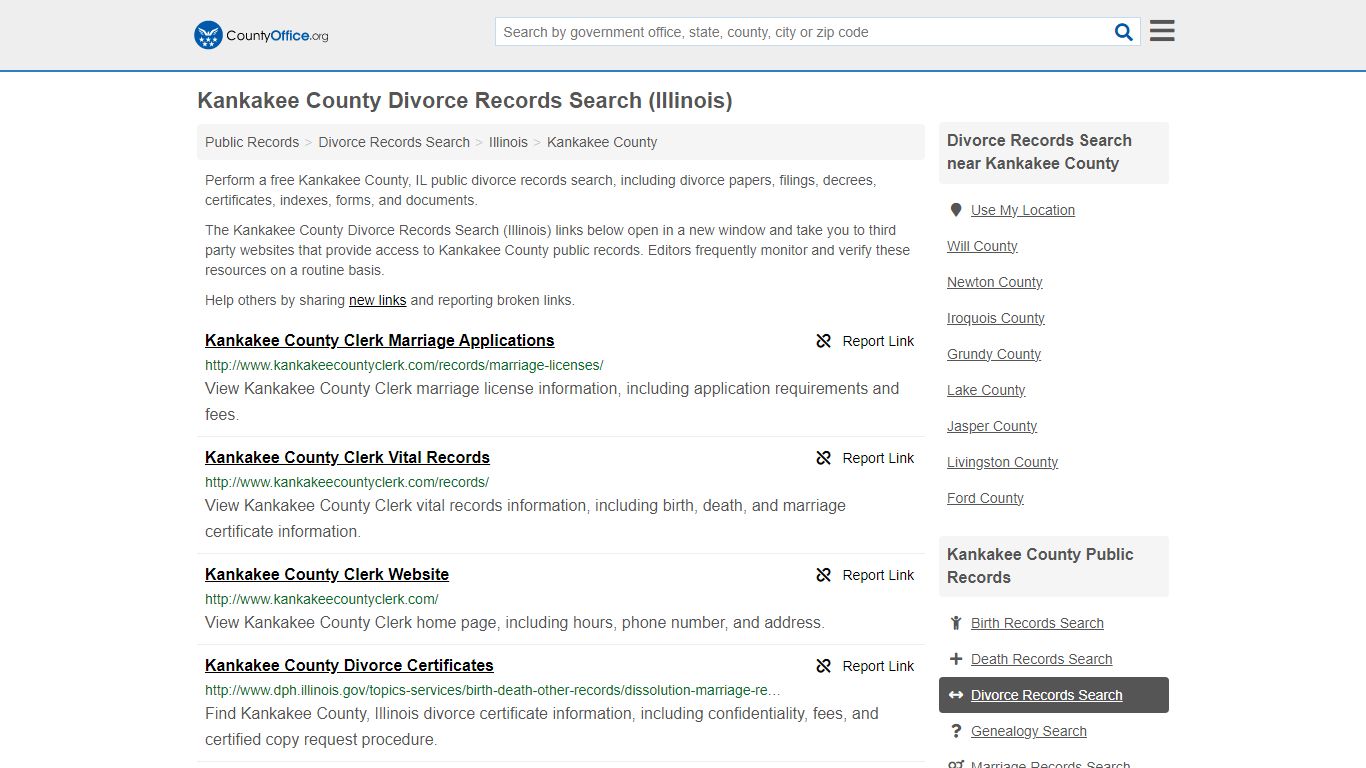 Kankakee County Divorce Records Search (Illinois) - County Office