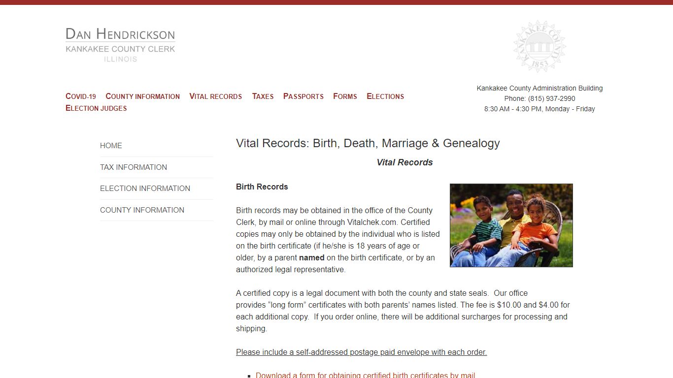 Vital Records: Birth, Death, Marriage & Genealogy - Kankakee County Clerk